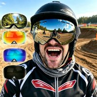AliExpress NONE Motorcycle Off-Road Goggles, Cycling Goggles for Large Spherical Riding Goggles, Frameless Myopia-Compatible Goggles Ski Goggles