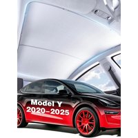 Roof Sunshade for Tesla Model Y 2020-2025, Light Gray Light-Filtering Glass Roof Sun Shade, Heat Insulation No Sagging Sunroof C