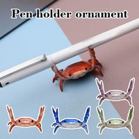 Creative Crab Pen Holder Ornament, Weightlifting Crab Writing Utensil Display Stand Cute Animal Miniature Desk Ornament