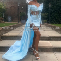 High Low Short Evening Dress Beaded Sheath Long Sleeves Off Shoulder Customized Sheer Waist Mini Prom Dresses For Women