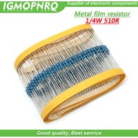 100pcs Metal film resistor Five color ring Weaving 1/4W 0.25W 1% 510R 510 ohm 510ohm