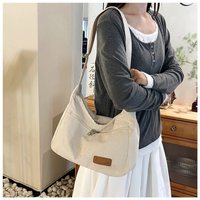 New Large Capacity Corduroy Tote Bag Adjustable Strap Multi-pocket Crossbody Bag Solid Color Messenger Bag Travel Use