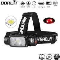 BORUiT XHP50 LED Motion Sensor Headlamp 800LM Type-C Rechargeable Power Bank Headlight with Magnet Camping Fishing Lantern