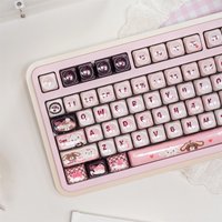 Pink Rabbit Glazed PBT Keycaps Set,131 Keys Custom MOA Profile Dye Sublimation Keyboard Caps For MX Switch Mechanical Keyboard