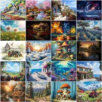 GATYZTORY Painting By Numbers On Canvas To Paint Diy Crafts Picture Frame Handmade Paint Kit Landscape Drawing Oil Art Drawing