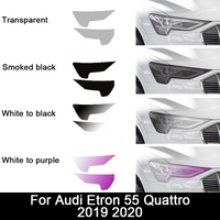 2PCS For Audi Etron 55 Quattro 2019 2020 Exterior Accessories LH RH Car Headlight Film Transparent Black TPU Sticker Perfect Fit