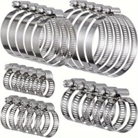 25pcs 304 Grade Hose Clamp Set – Adjustable Screw Gear, Fits 5 Water & Fuel Lines, Size 25/64"-2-3/4"