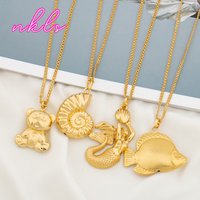 Hip-Hop Mermaid Pendant, Gold Copper Necklace for Women Men, Trendy Jewelry Sets Gift, Chic Earrings Companion, 2025 Streetwear