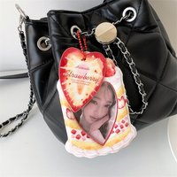 3-Inch Fashion Cartoon Strawberry Cake Card Holder Bag Pendant Cute Girls Idol Photo Storage Card Bag Decoration Keychain Gifts