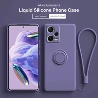 Liquid Silicone Case For Xiaomi 14T 13T 12T 11T Redmi Note 15 14 13 12 11 10 Pro Plus + 5G 11S 5G Ring Holder Phone Cover