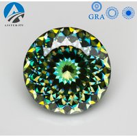 Never Fade Green Moissanite Loose Gemstones 100 Faces Cut 0.5-3.0ct Russain Cut Moissanite Diamonds Pass Diamond Tester with GRA
