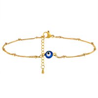 Evil Eye Anklet Bracelet on Leg for Women, Adjustable Stainless Steel Turkish Lucky Chain Anklets Bohemian , Layering Jewelry