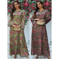 Muslim Dress Women Diamond Print Abaya Robe Ramadan Morocco Abayas Dubai Kaftan Vestidos Largos Party Dresses Jalabiya 2025