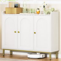 Freestanding Kitchen Cabinet with 2 Doors and Adjustable Shelves, Suitable for Dining and Living Rooms, 30 x 100 x 80.5 cm, Whit