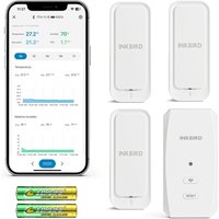INKBIRD WiFi Gateway and Bluetooth Temperature Humidity Sensor Set (IBS-M2S-B with 3x ITH-11-B), IP65 WiFi Remote Monitoring