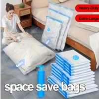 3-Size Vacuum Storage Bags Set (2/3/7PCS, 7PCS w/Pump) | 40x60/50x70/60x80cm | Thick PA+PE | 80% Space Saver | Dust/Moisture-Pro