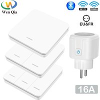 Tuya Smart Life RF 433Mhz Wireless Mini Smart Socket Switch 16A Electrical Outlet Remote EU Plug Voice Control Google Home Alexa