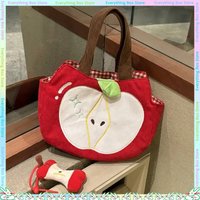 Apple Shaped Corduroy Shoulder Bag New Winter Large Capacity Handbag For Women Daily Outing Snack Storage Tablet Pouch Fun Bag