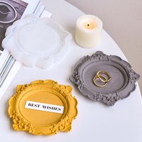 European Round Relief Storage Tray Silicone Mold DIY Home Decor Coaster Resin Molds Plaster Resin Jewelry Display Plate Art Gift
