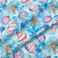 Ocean breeze blue background shell print pure cotton fabric for DIY handmade children's dress, book cover, hat, handbook, M171