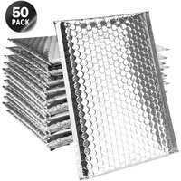 50pcs Laser Silver Mailer Poly Mailing Bubble Padded Envelopes for Mailer Gift Packaging Self Seal Bag Bubble Padding