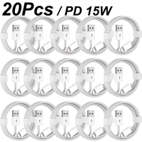 10/15Pcs USB A Data Charger Cable for iPhone 14 13 11 12 Pro Max XR 7 8 Plus PD 15W Fast Charging Cable Boxed