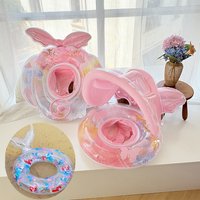 Inflatable Swimming Ring PVC Swim Circle Pool Floating Seat with Handle Sunshade Water Sport Summer Beach Party