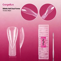 Gorgellux Pointed Nail Forms 15 Sizes Professional Reusable Stiletto Acrylic Gel Builder Extension Salon Quality Clear 150pcs