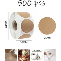 500PCs/Roll Kraft Round Stickers Self-adhesive Label Paper Sticker Classification Name Personalized Labels Thank You Stickers