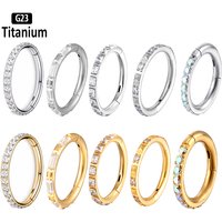 ASTM F136 Titanium Earrings High Quality Zircon Hight Segment Nose Rings Open Small Septum Piercing Helix Lobe Body Piercing 16G