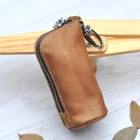 CICICUFF Men Key Bag Genuine Cow Leather Buckets Keys Cases Pouch Zipper Keychain Auto Car Key Case Bag Women Home Key Holder