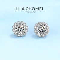 Valentine's Day Girl 18K White Gold Stud Earrings Women Wedding Moissanite Diamond 1CT PT950 Platinum Daughter Birthday Gift