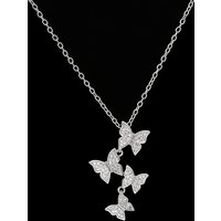 New Fashion 925 Sterling Silver Jewelry Personality Butterfly Crystal Female Clavicle Chain Pendant Necklaces XL274