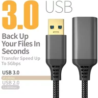 USB 3.0 Male-To-Female High-Speed Transmission Data Cable For Laptops Camera Printer 0.5/1/2/3/5m Nylon Braided Extension Cable