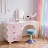 Pink Desgin Vanity Table Women European Cosmetics Beauty Bedroom Vanity Table Nordic Comfortable Makeup Vestidores Furniture