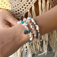 Bohemia Starfish Conch Beads Bracelet For Women Handmade Irregular Crystal Stone Beaded Bracelet Summer Beach Party Jewelry Gift