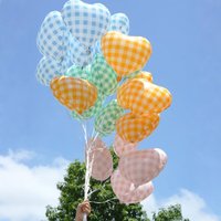 5 pcs Checkered Heart-Shaped Aluminum Foil Balloons, Valentine's Day, Wedding, Birthday Party Decoration, Photo Props