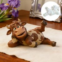 Lying position cartoon calf silicone mold, reusable resin mold, clay and plaster mold, DIY decorative pendant handmade mold