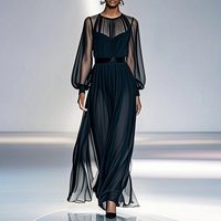 Modigirl 2025 New Woman Evening Luxury Party Maxi Dresses Summer Spring Elegant Gauze Puff Sleeves Pleated Birthday Long Dresses