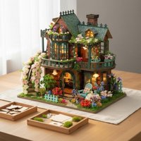 DIY Fairy Garden House Kit Creative Gift Three-Dimensional Wooden House Assembly Kit Wooden Cottage Building Kit Stress