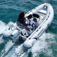 Inflatable Aluminum Floor PVC Hypalon Rescue Rowing RIB Boat With Ladder And Bimini Top