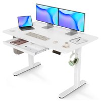 Claiks Electric Standing Desk with Drawer 120 x 60 cm, 80kg Load Capacity Height adjustable Desk with, 3 Memory Smart Pannel