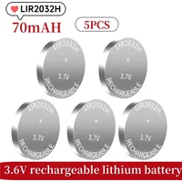 NEW 1-20pcs LIR2032H 70mAh 3.7V Rechargeable Battery Lithium Cell Coin Batteries CR2032 Button Battery for Car Keys with charge