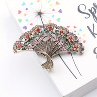 Vintage New Hollow Fan Brooch Women's Fashion Flower Cheongsam Pressure Flapers-proof Corsage Accessory Pin
