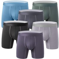 Menโs Boxer Briefs Breathable Soft Stretch Underwear High Elastic Comfortable Plain Color Shorts