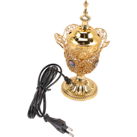 Plug In Incense Burner Electric Metal Aromatherapy Stove Middle Eastern Style Home Decoration Living Room Censer Table Decor