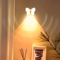 LED Wall Lamp Butterfly Sensor Lamp Bedroom Bedside Living Room Cabinet Staircase Decoration Night Light Rechargeable Dimming
