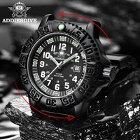 ADDIESDIVE New Mens Quartz Watch Luxury Black Steel nylon belt Wristwatch Waterproof 50M Super Luminous Miyota2115 SPORT Watches
