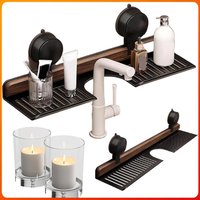 Walnut Suction Cup Bathroom Shelf Faucet Organizer Rack Wall Mounted Sink Shelf Bathroom Accessories