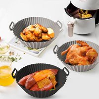 2Pcs Airfryer Silicone Basket Set Reusable Airfryer Liners Air Fryer Silicone Pot Baking Tray Pot for 3to5Qt for Air Fryer Oven